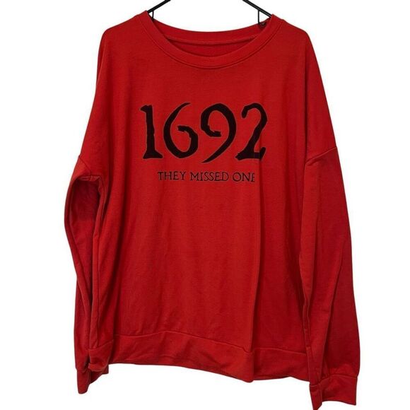 1692 They Missed One Crew Neck Long Sleeve Pullover Sweatshirt Red Black Large - Picture 1 of 5